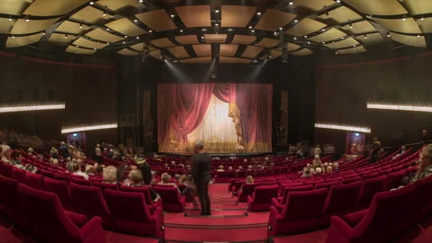 Theatre Audience Taking Seats Before Performance, Timelapse Stock Footage 344020422