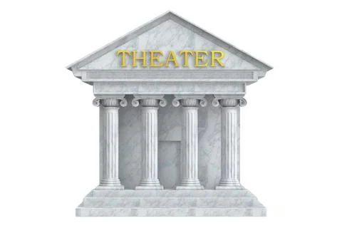 Theatre building with columns, 3D rendering Ilustración de archivo