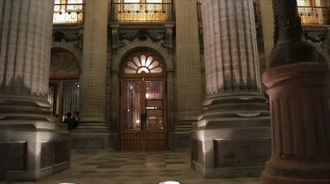 Theatre Colums by Night Stock Footage