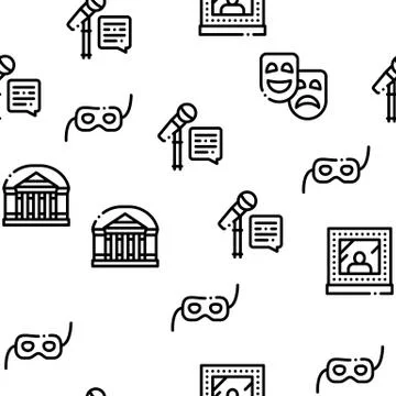 Theatre Equipment Seamless Pattern Vector Illustrazione stock