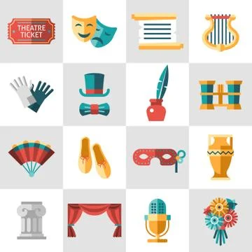Theatre icon flat Stock Illustration