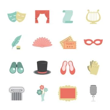 Theatre Icon Flat Stock Illustration