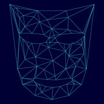Theatre mask low poly triangulation triangulated polygonal electric cyan blue Stock Illustration