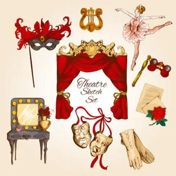 Theatre sketch set Stock Illustration