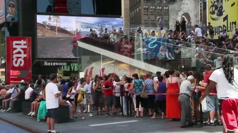 Theatre ticket line Stock Footage