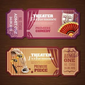 Theatre Tickets Banners Set Stock Illustration