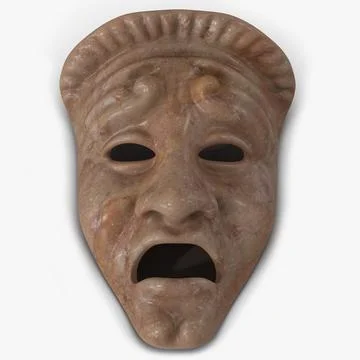 Theatre Tragedy Mask Red Marble 3D Model 3D Model