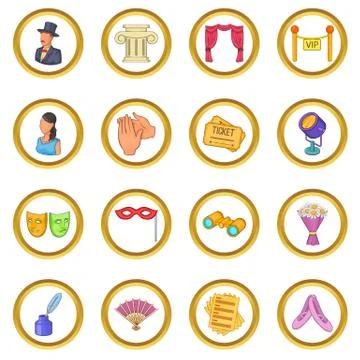 Theatre vector set, cartoon style Stock Illustration