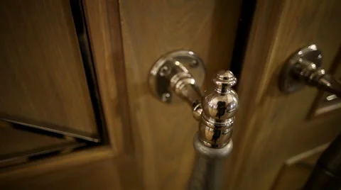 The theatre's interior. The element of door. The elegant door handle. Stock Footage 63451923