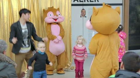 Theatrical performance with puppets chipmunks Stock Footage 44751774