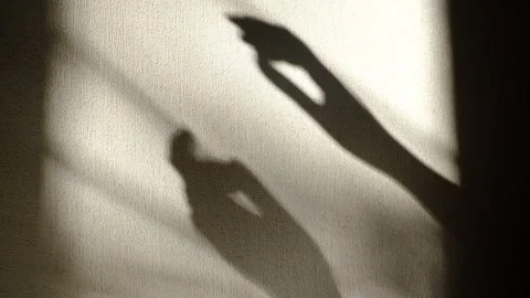 Theatrical performance, shadow of dancing woman, female hand on textered wa.. Stock Footage 336746184