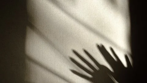 Theatrical performance, shadow of dancing woman, female hand on textered wa.. Stock Footage 336747772