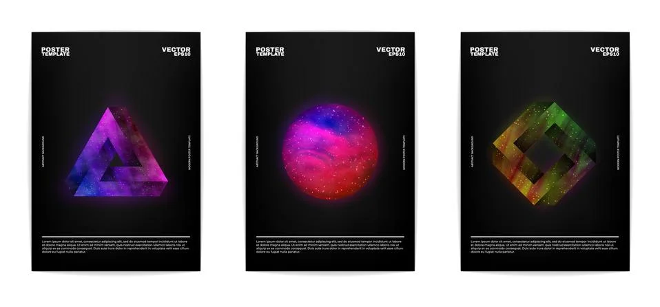 Thee abstract posters Stock Illustration