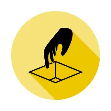 Theft, box, hand icon in long shadow style Ilustración de archivo