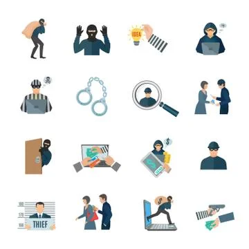 Theft Icons Set Stock Illustration
