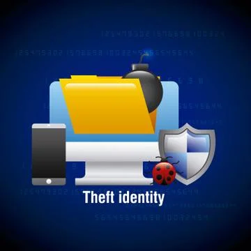 Theft identity computer digital technology virus mobile 스톡 일러스트
