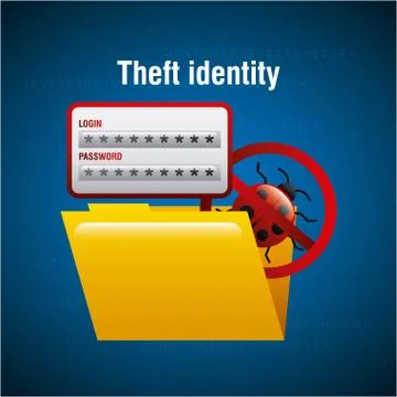 Theft identity folder file document access virus Stock Illustration