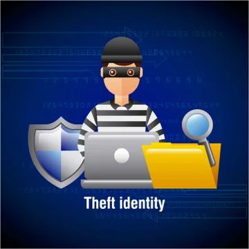 Theft identity hacker laptop folder search protection イラスト素材