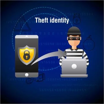Theft identity hacker laptop hacking mobile data イラスト素材
