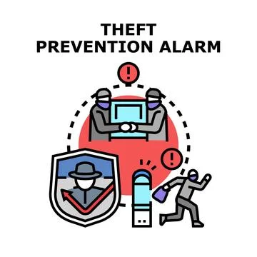 Theft prevention alarm system protecting valuables concept Stock Illustration