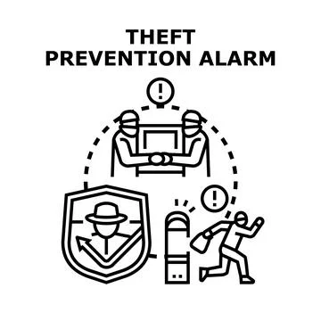Theft prevention alarm system protecting valuables concept 스톡 일러스트