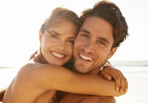Their love shines bright as the summer sun. Portrait of an affectionate young Stock Photos