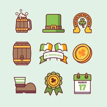 Thematic elements collection for st. patrick day Stock Illustration