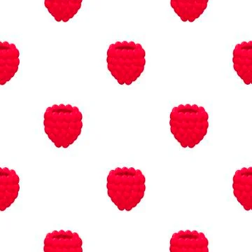 Theme big colored seamless red raspberry Stock Illustration
