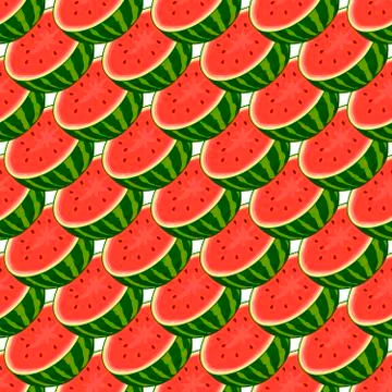 Theme big colored seamless watermelon, bright berry pattern for seal Stock Illustration
