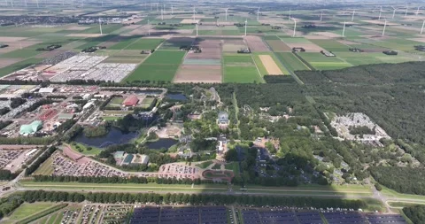 Theme park, amusement rollercoaster park in Biddinghuizen, The Netherlands. Stock Footage 282811038