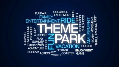 Theme park animated word cloud, text design animation. Stock Footage 75186288