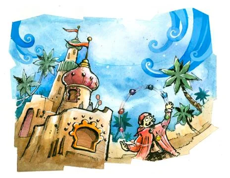 Theme park castle summer fun Stock Illustration