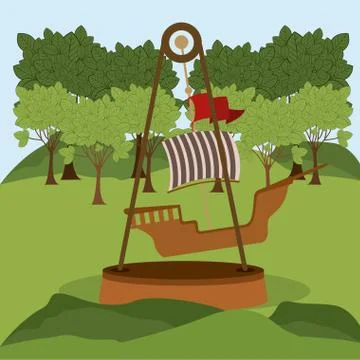 Theme park design over landscape background, vector illustration Ilustración de archivo