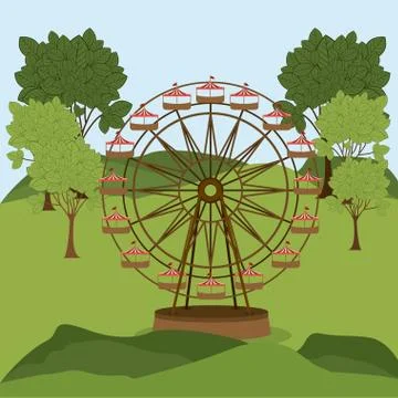 Theme park design over landscape background, vector illustration イラスト素材