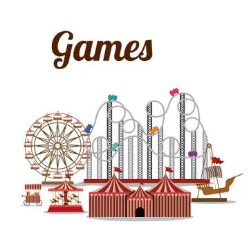 Theme park design over white background, vector illustration 스톡 일러스트