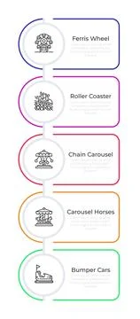 Theme park infographic vertical rounded rectangles Ilustração Stock
