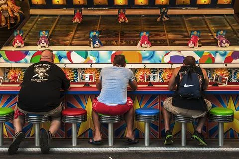 The theme park playland, which is a Compact, beachfront amusement park with a Stock Photos