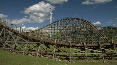 Theme Park Rollercoaster Ride 6 Stock Footage