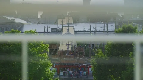 Theme park seen from the Ferris Wheel Stock Footage 99919017