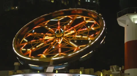 Theme Park Spinning Carousel Stock Footage
