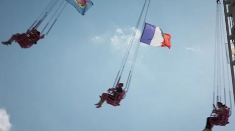 Theme Park Swing Ride in Paris, France - 60fps Stock Footage 52435262