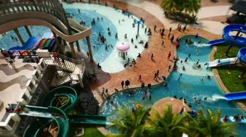 Theme Park Water Slides Tilt Shift Time Lapse Stock Footage 58678085