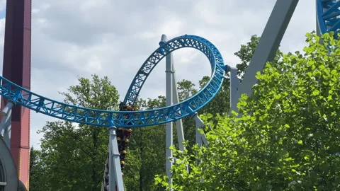 Theme roller coaster rides. High rollercoaster. Stock Footage 312278929