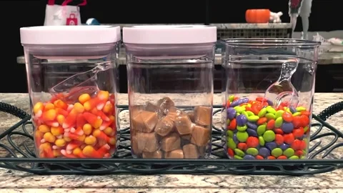 Themed Candy Bins in Kitchen Video stock 244532792