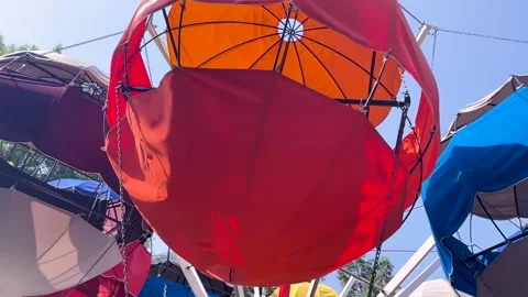 Themed Hot Air Balloon Park Ride Stock Footage 246458030