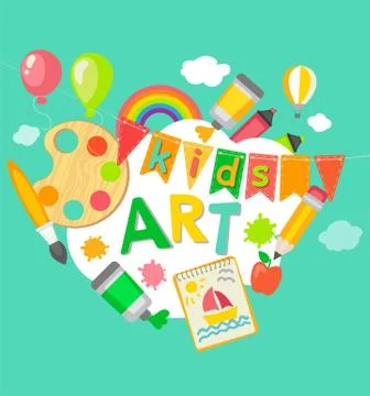 Themed Kids art poster. Illustrazione stock