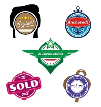 Themed vector badges Stock Illustration