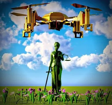 Themis and drone Illustrazione stock