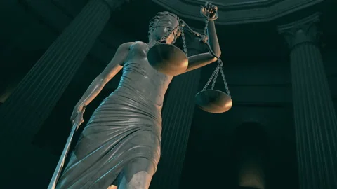 Themis statue animation in 3d Stock Footage 234308750