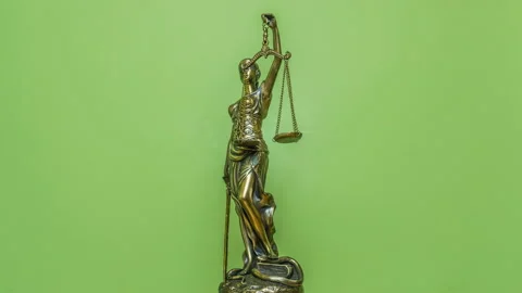 Themis statuette rotates on the background of chromakey Stock Footage 100206803